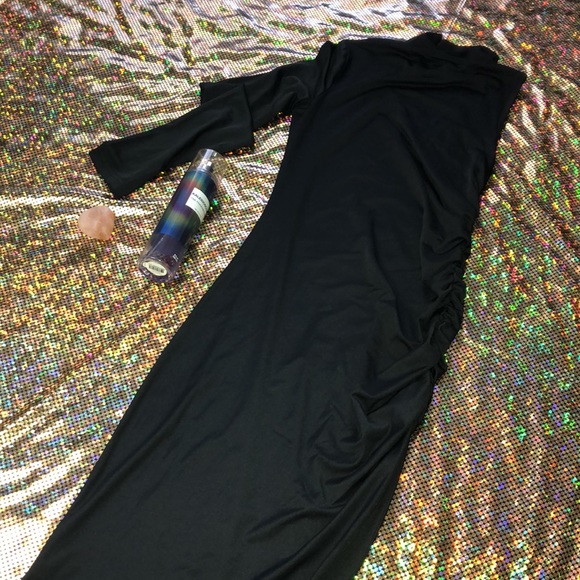 Nwot Midnight Black In & Out Sexy Mock Neck Dress - Picture 10 of 15